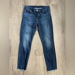 7 For All Mankind Los Angeles The Ankle Skinny Jeans- Size 28 with Frayed Hem